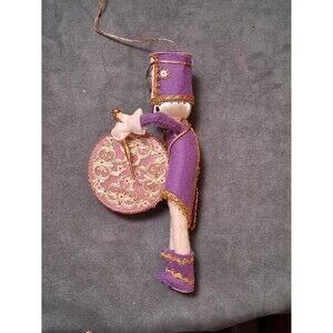 Vintage Large Purple Drum Major Christmas Ornament 7 1/2 Inches